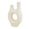 14" Beige Paper Mache Abstract Double Opening Vase